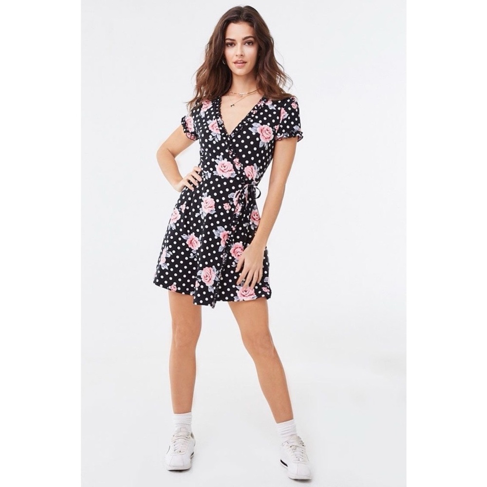 Forever 21- Polka Dot & Floral Wrap Dress